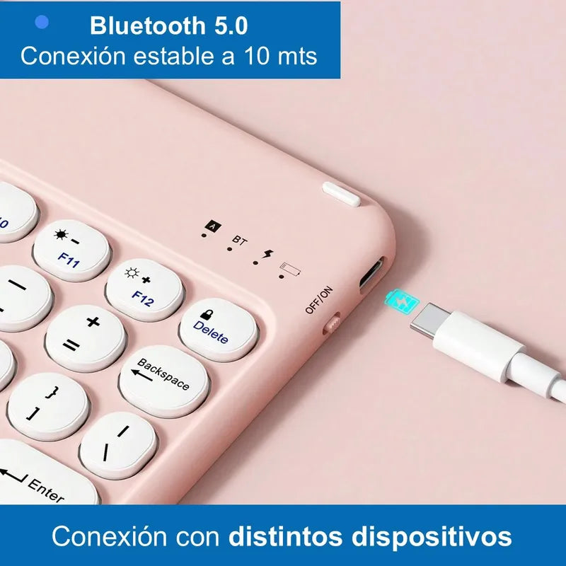 Carcasa Funda + Teclado Para iPad Tablet Linkon - Rosa - 10.9