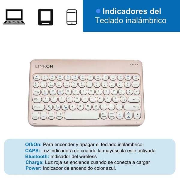 Carcasa Funda + Teclado Para iPad Tablet Linkon - Rosa - 10.9